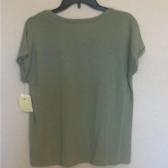 Max Studio Sage Green Short Sleeve Pocket Tee - Picture 5 of 7